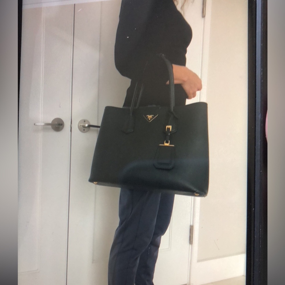 Prada  Large Black Saffiano Leather Bag with Gold Hardware